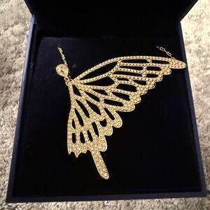 Swarovski Gold Crystal Butterfly Brooch